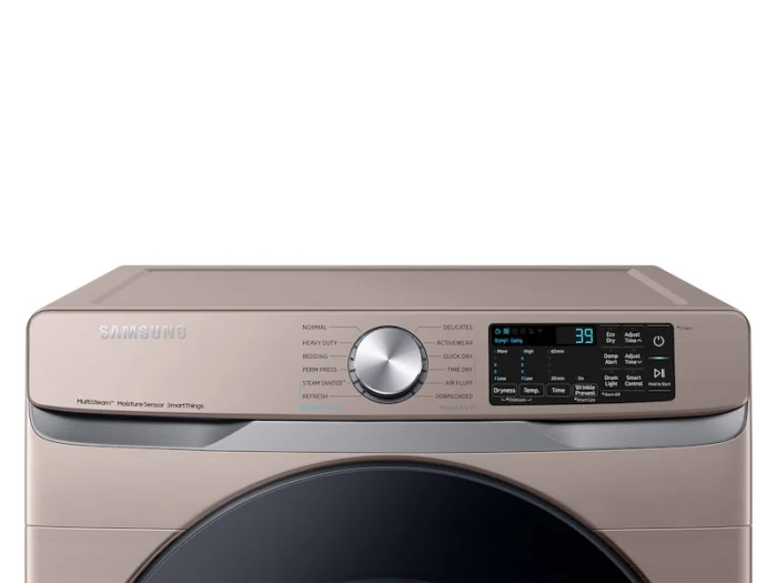 7.5 cu. ft. Smart Stackable Vented Electric Dryer with Steam Sanitize+ in Champagne