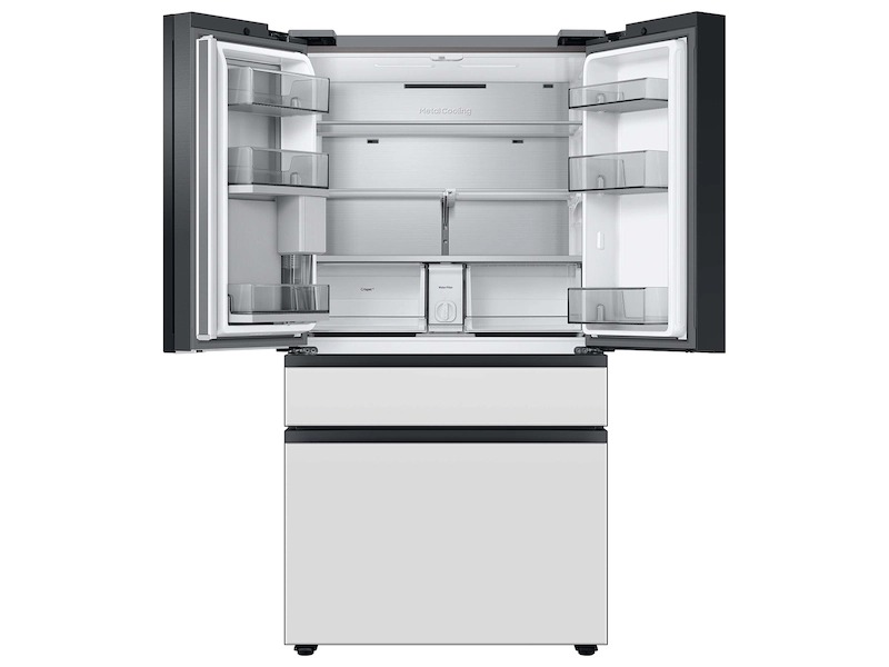 Bespoke 23 cu. ft. 4-Door French Door Smart Refrigerator with Beverage Center in White Glass, Counter Depth