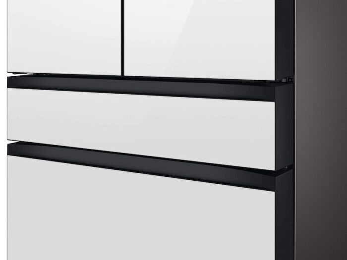 Bespoke 23 cu. ft. 4-Door French Door Smart Refrigerator with Beverage Center in White Glass, Counter Depth