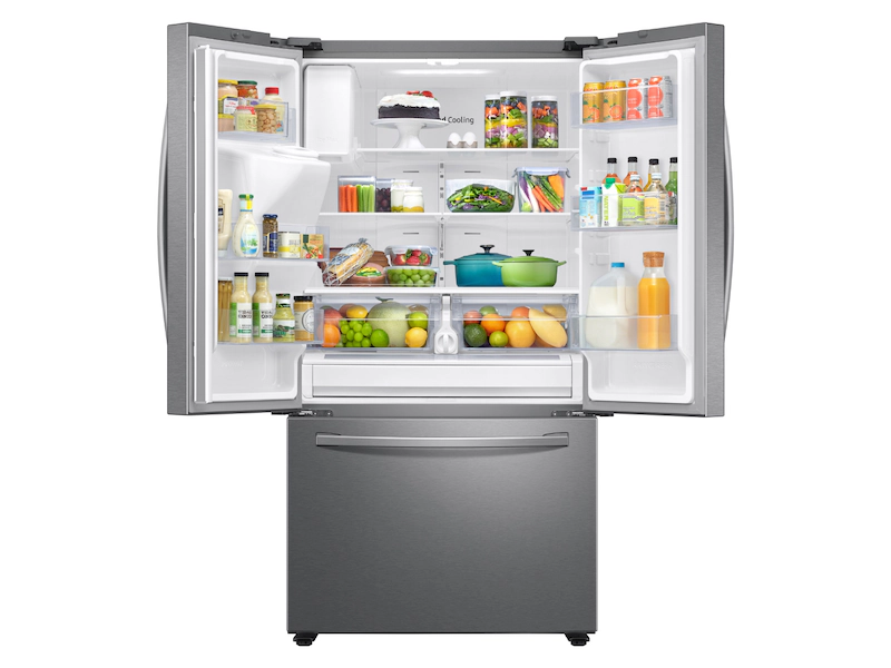 35.75 in. W 26.5 cu. ft. 3-Door Family Hub French Door Smart Refrigerator in Fingerprint Resistant Stainless Steel