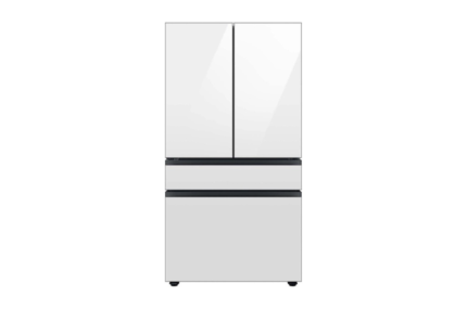 Bespoke 23 cu. ft. 4-Door French Door Smart Refrigerator with Beverage Center in White Glass, Counter Depth
