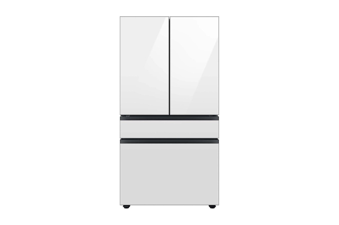 Bespoke 23 cu. ft. 4-Door French Door Smart Refrigerator with Beverage Center in White Glass, Counter Depth