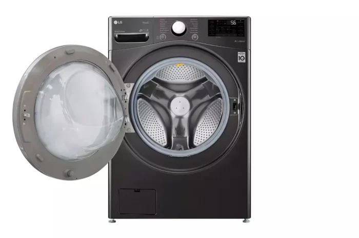 4.5 Cu. Ft. SMART Electric All-in-One Washer Dryer Combo in Black Steel with Steam & Turbowash Technology