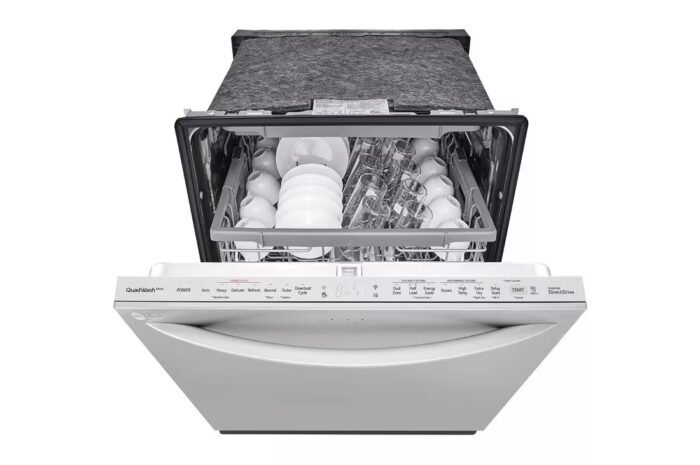 24 in. in PrintProof Stainless Steel Top Control Dishwasher with Towel Bar, TrueSteam and QuadWash