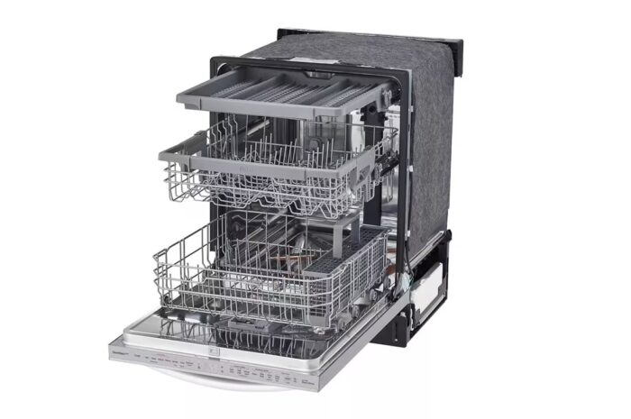 24 in. in PrintProof Stainless Steel Top Control Dishwasher with Towel Bar, TrueSteam and QuadWash