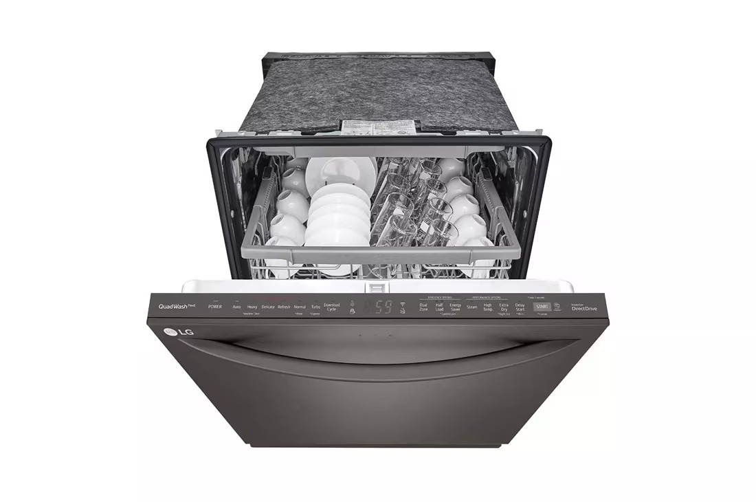 24 in. in PrintProof Black Stainless Steel Top Control Dishwasher with TrueSteam, QuadWash and Dynamic Dry