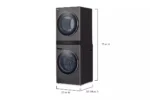 WashTower Stacked SMART Laundry Center 5.0 Cu.Ft. Front Load Washer & 7.4 Cu.Ft. Electric Dryer in Black Steel w/ Steam