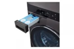 WashTower Stacked SMART Laundry Center 5.0 Cu.Ft. Front Load Washer & 7.4 Cu.Ft. Electric Dryer in Black Steel w/ Steam